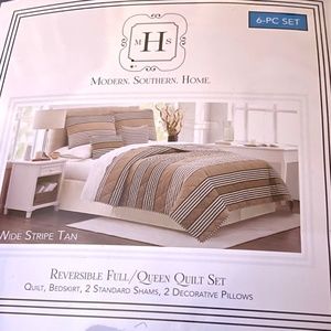 Reversible full/queen quilt set